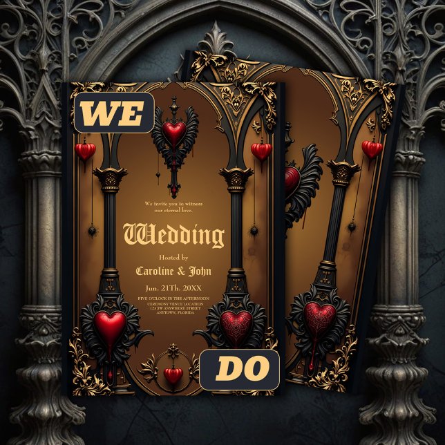 Convite Amor eterno à sombra da escuridão gótica. (Criador carregado)