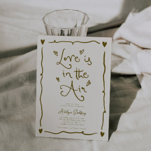 Convite Amor Excêntrico no Ar Chá de Noiva Creme