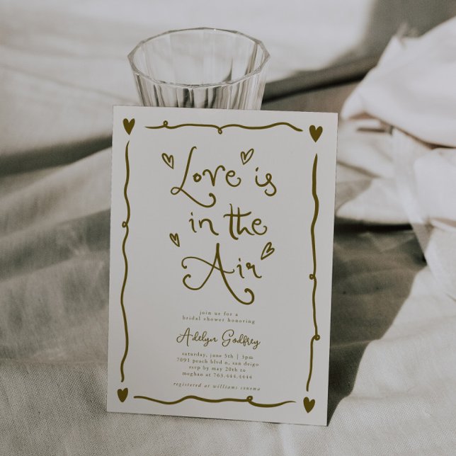 Convite Amor Excêntrico no Ar Chá de Noiva Creme (Criador carregado)