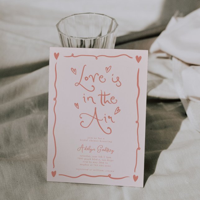 Convite Amor Excêntrico no Ar Chá de Noiva Pêssego (Criador carregado)