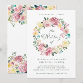 Convite Amor Feliz | Casamento Floral Cor-de-Água Rosa