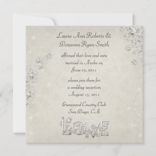 Convite Amor Floral Branco e Marfim Casamento Pós-Cerimôni