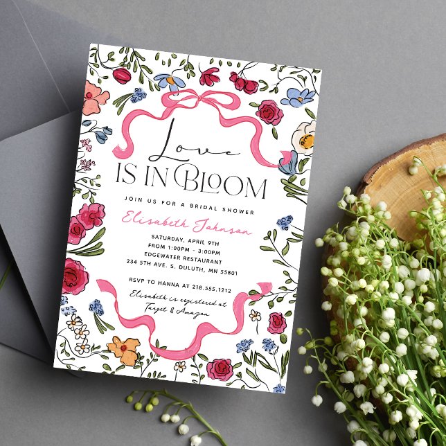 Convite Amor Floral em Flor Chá de Noiva (Floral Love is in Bloom Bridal Shower Invitation)