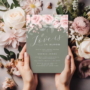 Convite Amor Floral em Flor Rosa Beije Casamento 