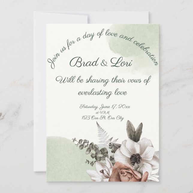 Convite Amor Floral Sage (Frente)