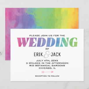 Convite Amor ganha Casamento Rainbow Watercolor