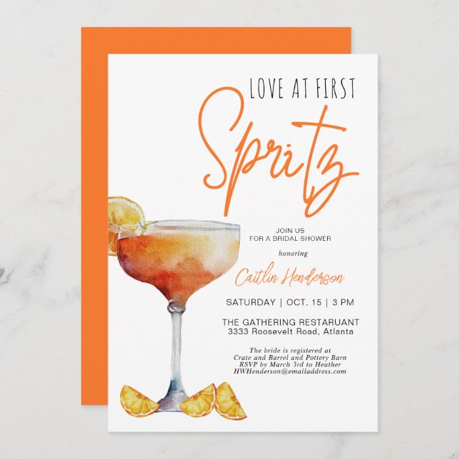 Convite Amor Laranja Moderno No Primeiro Chá de panela Spr (Frente/Verso)