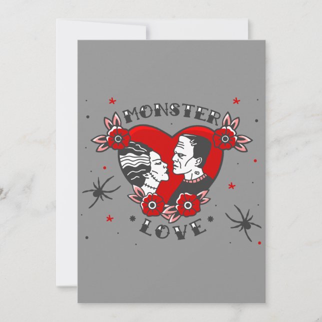 Convite amor monstro rockabilly frankenstein valentine (Frente)