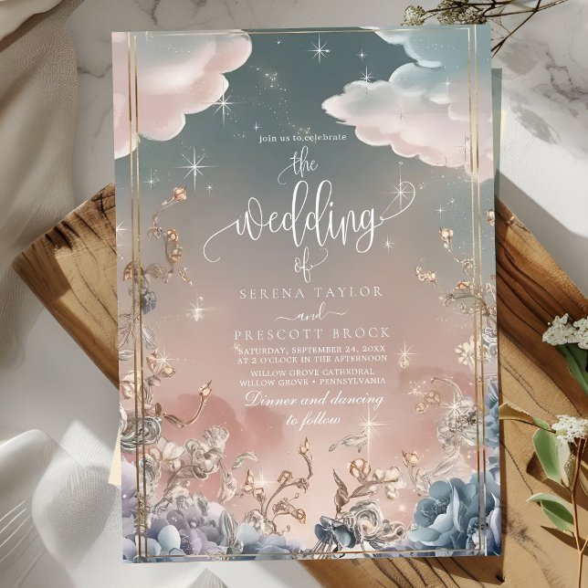 Convite Amor no Air Sparkles e Florals Wedding (Criador carregado)