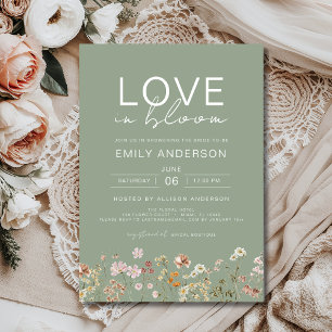 Convite Amor no Bloom Boho Wildflower Chá de panela
