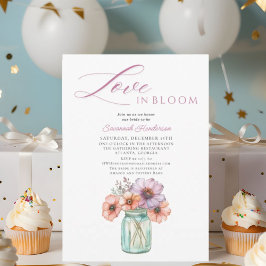 Convite Amor No Bloom Floral Mason Jar Chá de panela