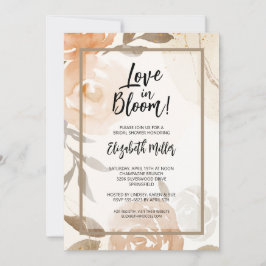 Convite Amor no Bloom Peach Floral Chá de panela