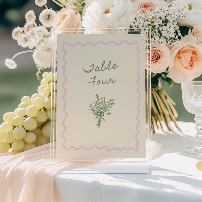 Convite Amor no Bloom Whimsical Mesa 4 Card manuscrito (Criador carregado)