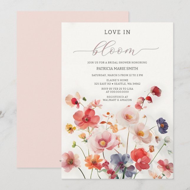 Convite Amor no Bloom Wildflower Chá de panela (Frente/Verso)