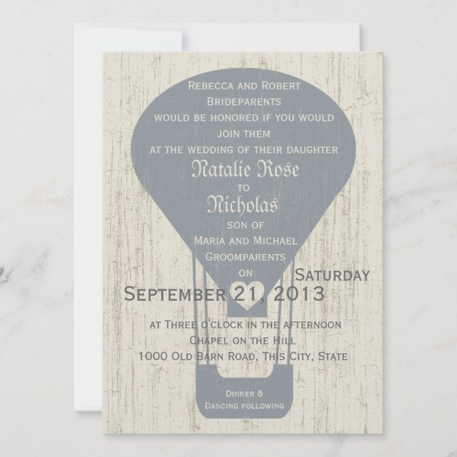 Convite Amor no Casamento do Balão de Ar (Frente)