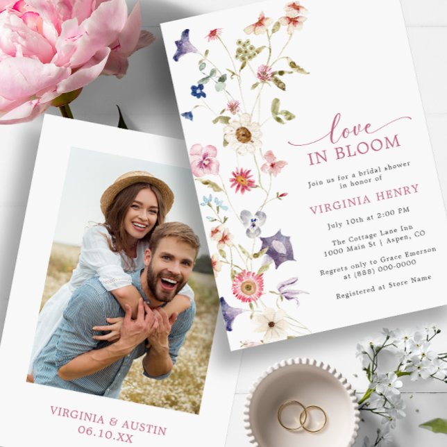 Convite Amor No Chá de panela De Fotografias Bloom (Love In Bloom Photo Bridal Shower Invitation by Painted Paperie)