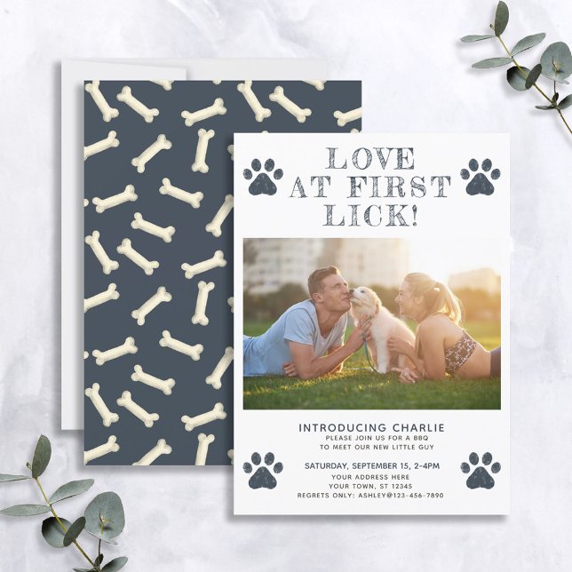 Convite Amor no início Lick New Puppy Photo Announing (Criador carregado)