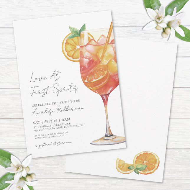 Convite Amor No Primeiro Chá de panela De Coquetel Spritz (Love At First Spritz Cocktail Bridal Shower Invitation)