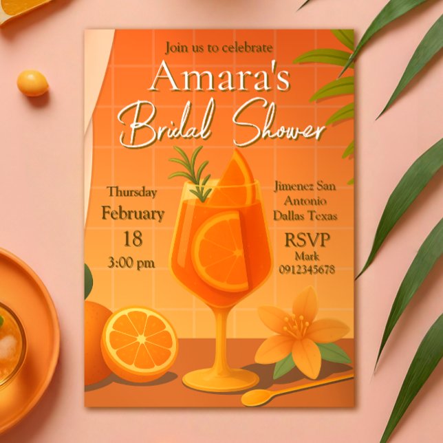 Convite Amor no primeiro Chá de panela Spritz (Love at first Spritz Bridal Shower Invitation)