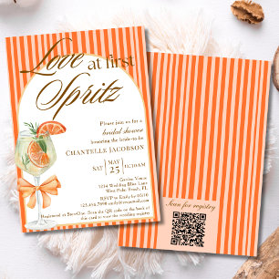 Convite Amor No Primeiro Spritz QR Code Orange Chá de pane