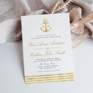 Convite Amor pelo casamento náutico de marinhos com âncora