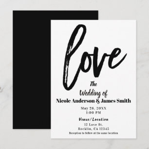 Convite AMOR Preto e Branco Moderno Script com Pincel Casa
