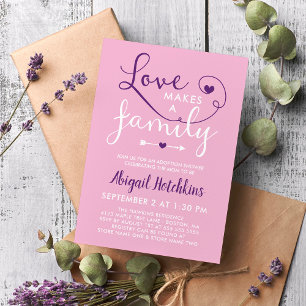 Convite Amor Roxo Rosa Faz Chá De Adoção Familiar