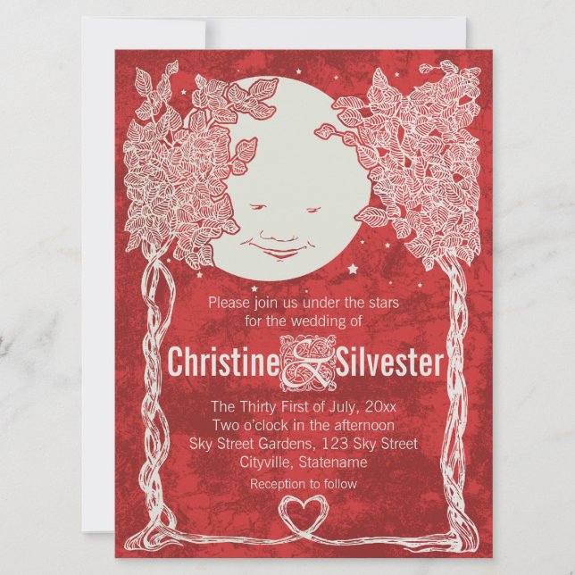 Convite Amor sob as estrelas, casamento (Frente)