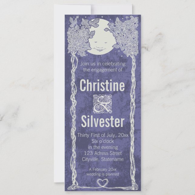 Convite Amor sob as estrelas, noivado (Frente)