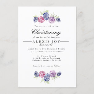 Convite Amoreira  Watercolor Wreath Christening
