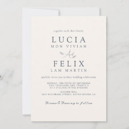 Convite Amostra Moderna Deixa Casamento Azul Delicado