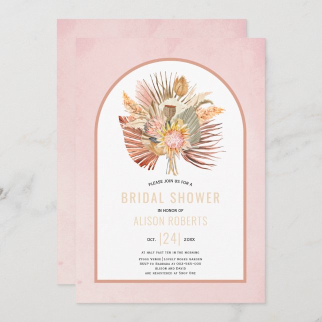 Convite Amostra-pampas e chá de panela-rosa-macia de palma (Frente/Verso)