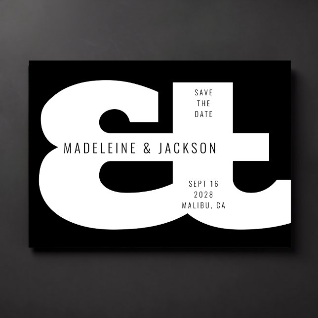 Convite Ampersand Bold Typografia Black Salvar Data (Criador carregado)