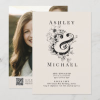 Ampersand Floral QR Code Blush Photo Noivado