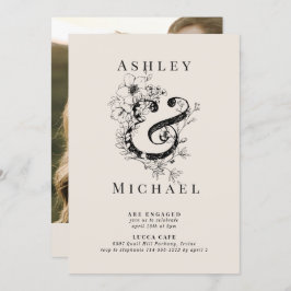 Convite Ampersand Floral QR Code Blush Photo Noivado