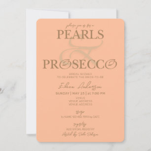 Convite Ampersand Peach Fuzz Pearls Chá de panela Prosecco