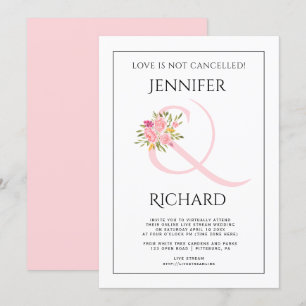 Convite Ampersand rosa, casamento virtual rosa rosa