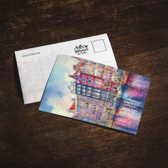 Convite Amsterdam Netherlands Watercolor (Criador carregado)