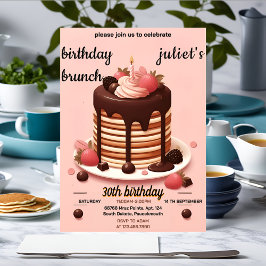 Convite amuleto de panquecas de chocolate cor-de-rosa Brun