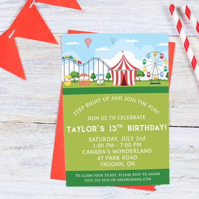 Convite Amusement Park Birthday Party Invitation (Criador carregado)