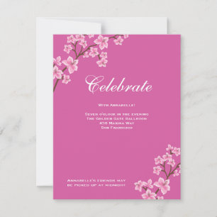 Convite Anabelle Pink Blossoms Bat Mitzvah Recepção