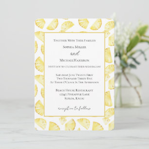 Convite Ananases Amarelos Tropicais Casamento  