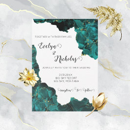 Convite Anastasia Preto e Verde Aquarela