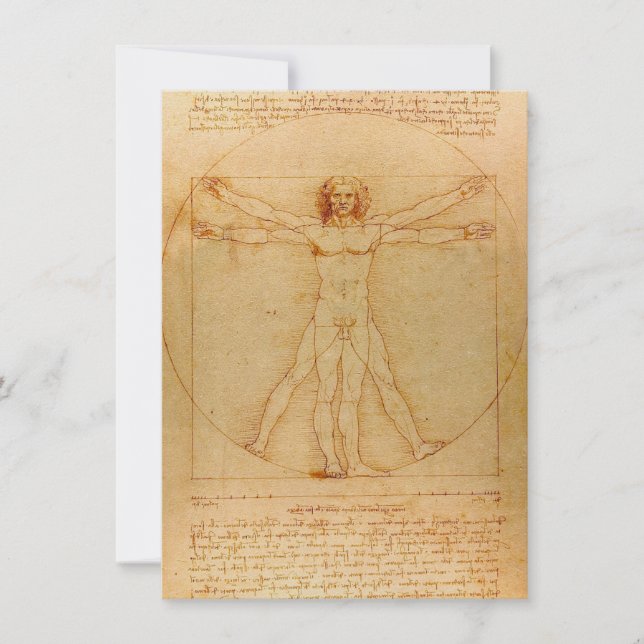 Convite Anatomia humana, homem de Vitruvian por Leonardo (Frente)