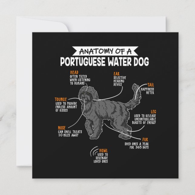 Convite Anatomy Of A Portuguese Water Dog Dog Owner Gift (Frente)