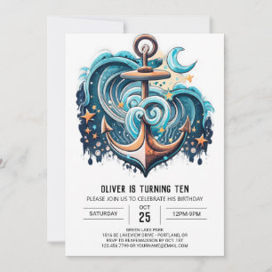 Convite Anchor digital Boho Chic Birthday