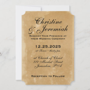 Convite Ancient Faux Texture Simple Casamento