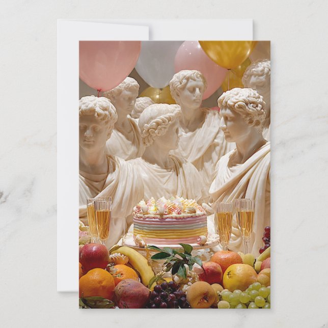 Convite Ancient Greek Statue “Another Year Older” (Frente)