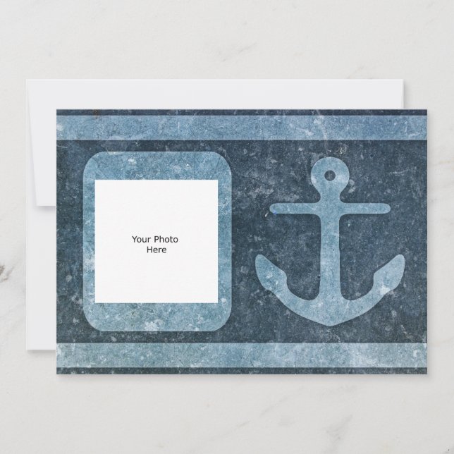 Convite Âncora Azul Adicionar Texto/Foto (Frente)