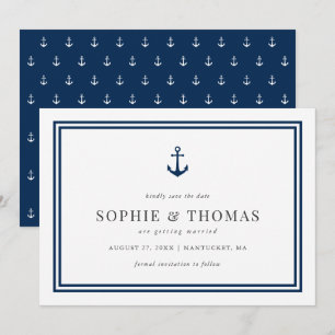 Convite Âncora Clássica de Cor Editável Salvar a Data